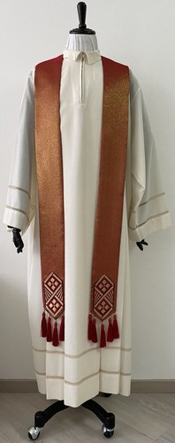 Stola sacerdotale rosso lurex