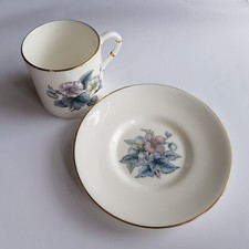 Royal Worcester demitasse tazza caffè e piattino 12 cm rosa selvatica ceramica inglese 