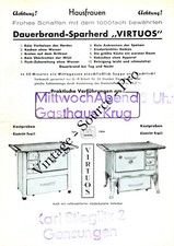 Fuoco continuo - Stufa a risparmio "VIRTUOS" vecchia pubblicità vintage anni '60