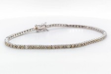 BRACCIALE TENNIS uomo donna oro bianco DIAMANTI naturali Fancy 2,30 ct AIG 18 cm