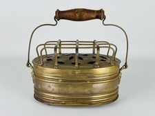 Antico Braciere Scaldino In Ottone Con Mascheroni Angeli Epoca Inizio XX Sec.