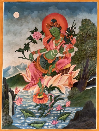 Tara verde smoky newari paubha - tara,