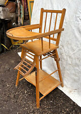 Seggiolone vintage legno pieghevole bambini bambole cameretta tavolino