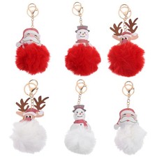  6pcs Christmas Keychain Pom