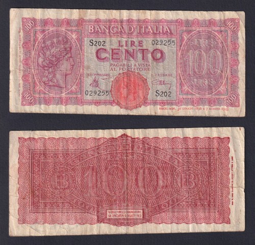Banconota italia 100 - italia, lire