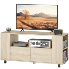HOMCOM Mobile Porta TV da 42" con Cassetti, Ripiani e Ruote con Freno Legno