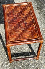 tavolino comodino in Bamboo e vimini vintage anni 60 70 marrone ottimo, nesting 