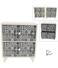 Porta Oggetti Cassettiera Quadrata Con 2 Cassetti Legno Country Chic Arredamento