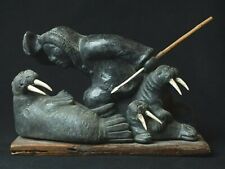 Scena di caccia Inuit sapone intaglio pietra - Canada - Vintage