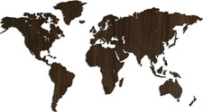 - Mappa Del Mondo - Decorazione Da Parete in Legno MDF Noce - Quadri Moderni Sog