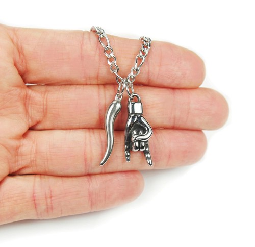 Collana mano cornuto - cornuto, &