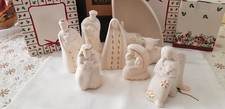 Presepe 8 pezzi in ceramica bianca/oro effetto Stone marca Wald,  Kergrès, nuovo