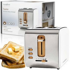 TOSTAPANE VINTAGE PROFESSIONALE SCONGELAMENTO SOFT TOUCH 900W BIANCO NEDIS