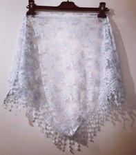 FOULARD / SCIARPA a TRIANGOLO - color TURCHESE / AZZURRO con strass ARGENTO