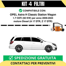 Kit 4 Filtri Tagliando per OPEL Astra H Classic Station Wagon 1.7 CDTi 92 kw ...