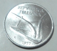 Moneta 10 Lire 1977 Spiga Italia