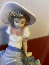 vintage Lladro NAO  model No  1042 Girl Listening to Bird Song Figurine Retired