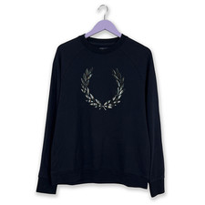 Felpa leggera Fred Perry blu scuro a girocollo - Taglia M/L uomo