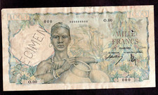 AFRICA OCCIDENTALE FRANCESE AFRICA OCCIDENTALE AOF Biglietto 1000 FRANCHI 194...