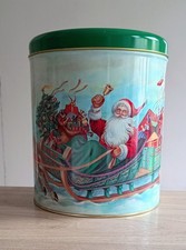 Scatola in latta cilindrica. Design natalizio