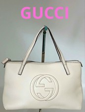 Gucci Soho Tote Bag Borsa a Mano Borsa a Tracolla 340618 Pelle Bianco sporco Autentica