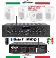 IMPIANTO AUDIO FILODIFFUSIONE CON VOLUME SEPARABILE 4 ZONE BLUETOOTH RADIO FM  