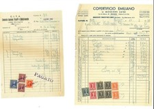 Fatture 1949 consorzio ingrosso tessuti e abbigliamento lugo bolli copertificio