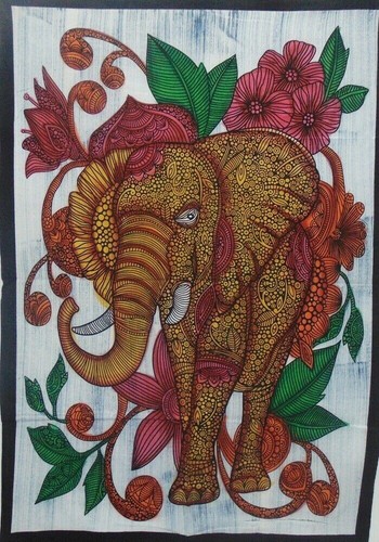 Arazzo stampato elefante fiori