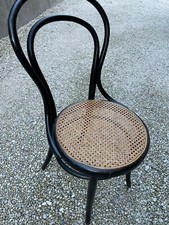 Sedia ORIGINALE THONET Paglia di Vienna legno curvato colore nero alt.94 diam.50