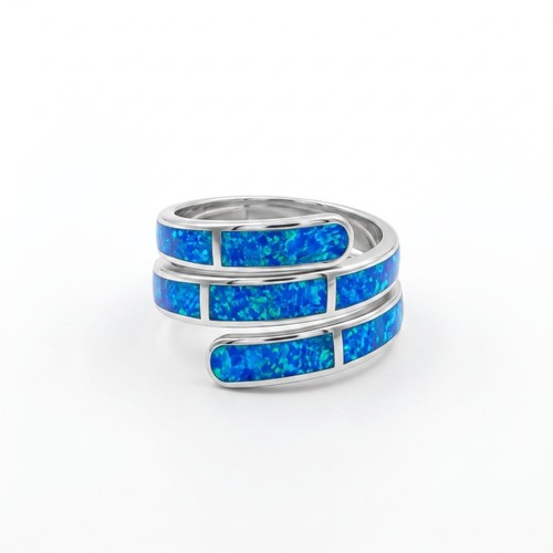 Anello avvolgente opale - , blu