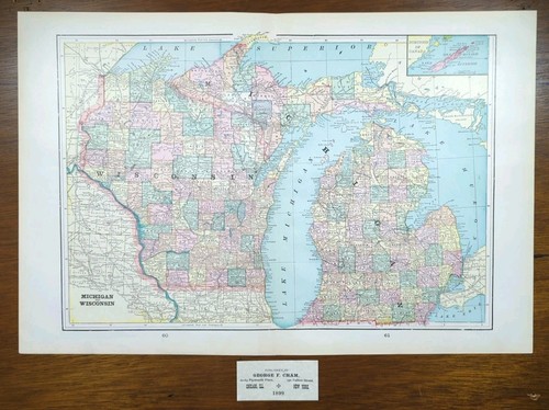 Mappa vintage 1899 michigan - 1899,