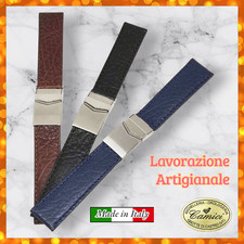 Cinturino pelle VERA ARTIGIANALE chiusura deployante Made in Italy 18, 20, 22 mm