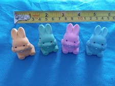 x4 GOMME GOMMINE da COLLEZIONE Vintage ERASER Anni '80s CONIGLI RABBIT PELUCHE !