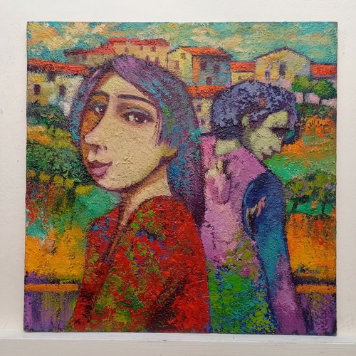 Quadro paesaggio con figure - paesaggio,