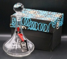 Decanter Bottiglia In Cristallo Molato Vintage, Mai Usato In Scatola Originale 