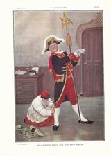 Stampa antica CERIMONIERE con ALABARDA e CHIERICHETTO 1890 Antique print