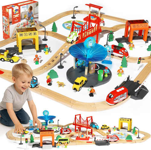 Wooden train set for toddlers - train,