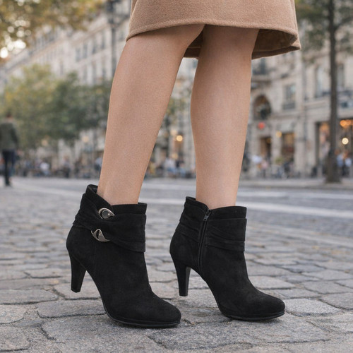 Stivaletti nero scamosciato - nero,