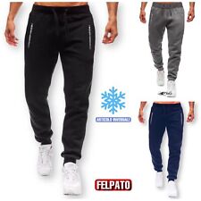 PANTALONE FELPATO ZIP UOMO TUTA SPORTIVA FITNESS LAVORO ELASTICO INVERNALE CALDO