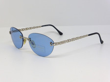 Vintage SALVATORE FERRAGAMO Sunglasses 1023 511/71 Silver w/Blue lens Glasant