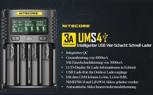 Nitecore ums4 caricabatterie - nitecore,