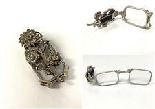 ANTICA SPILLA ARGENTATA OCCHIALI TEATRO a SCATTO LORGNETTE FOLDING GLASSES '20