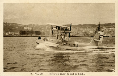 Airliner flying boat - airliner, postcard