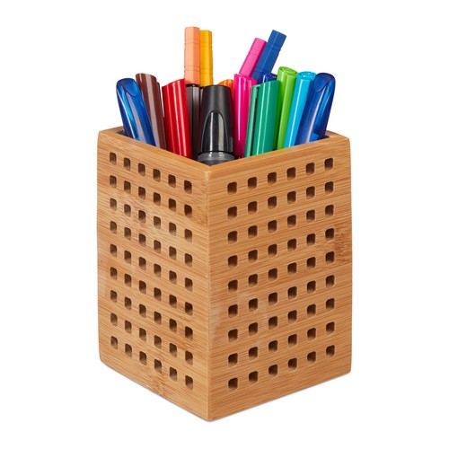 Portapenne bambù perforato - in,