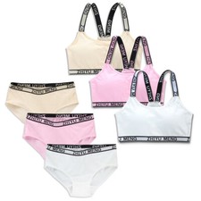 Reggiseno allenamento bambina cotone imbottito + SLIP reggiseno sportivo mutandine intimo ETÀ 12-16