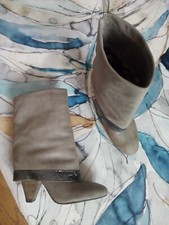 Stivaletti Guess 37 in pelle nappa beige / tortora tacco 9,5 cm - NUOVI