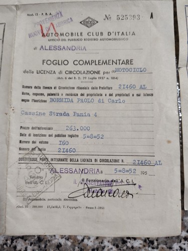 Foglio complementare moto