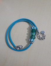 braccialetto brosway nuovo, blu e verde, regolabile, chiusura a moschettone