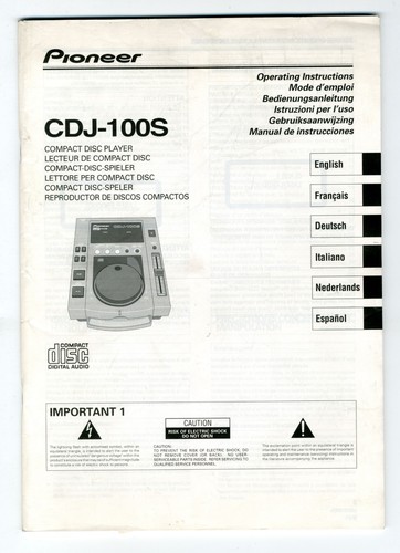 Pioneer cdj 100s manual - cdj-100s,