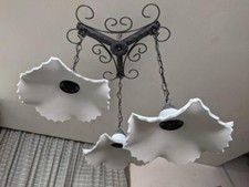 LAMPADARIO PLAFONIERA RUSTICO FERRO BATTUTO 3 LUCI TERRACOTTA